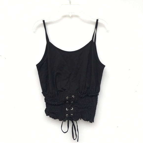 Topshop Tops - Topshop NWOT Black Lace Up Tank Top